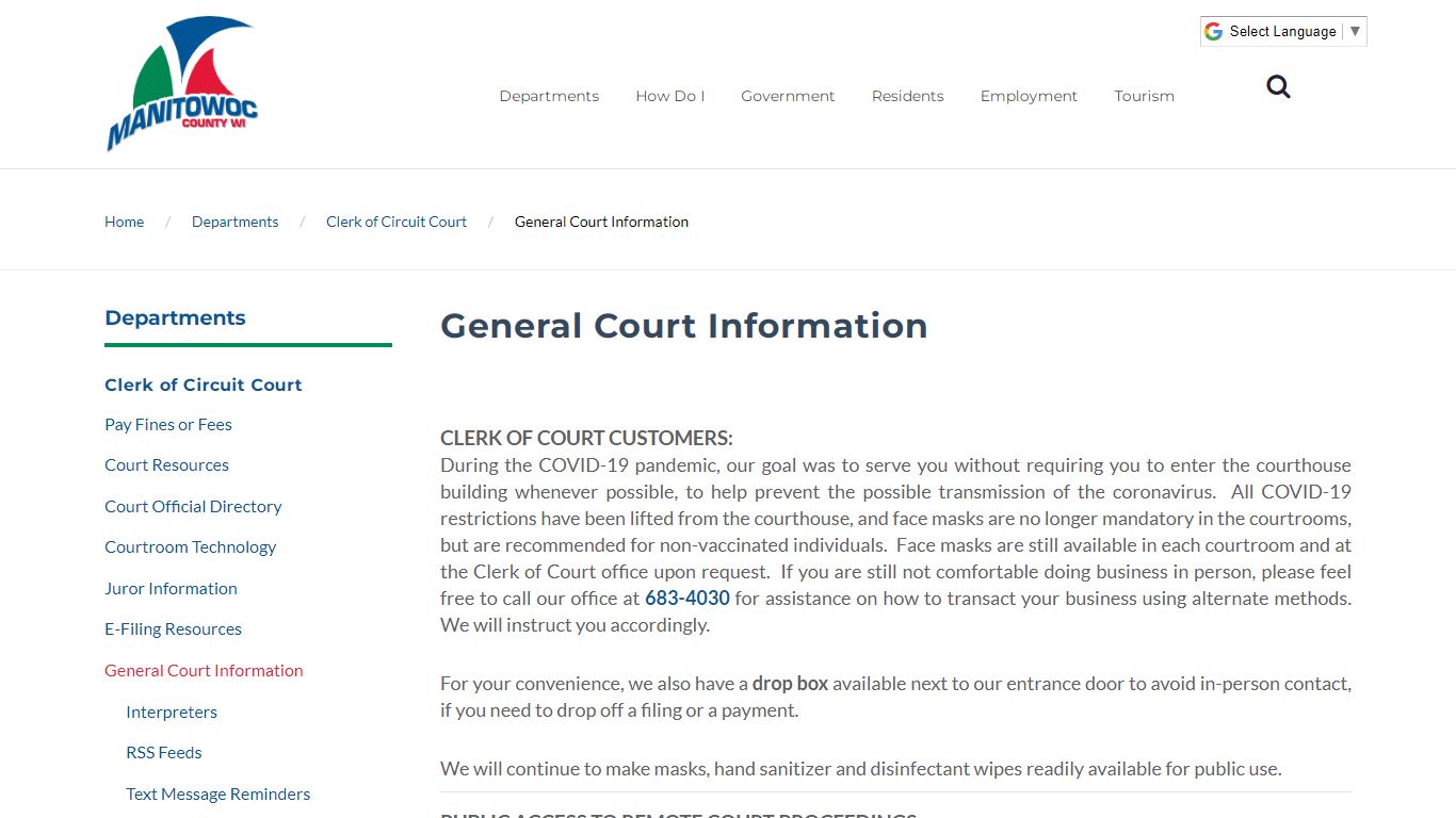 Manitowoc County - General Court Information
